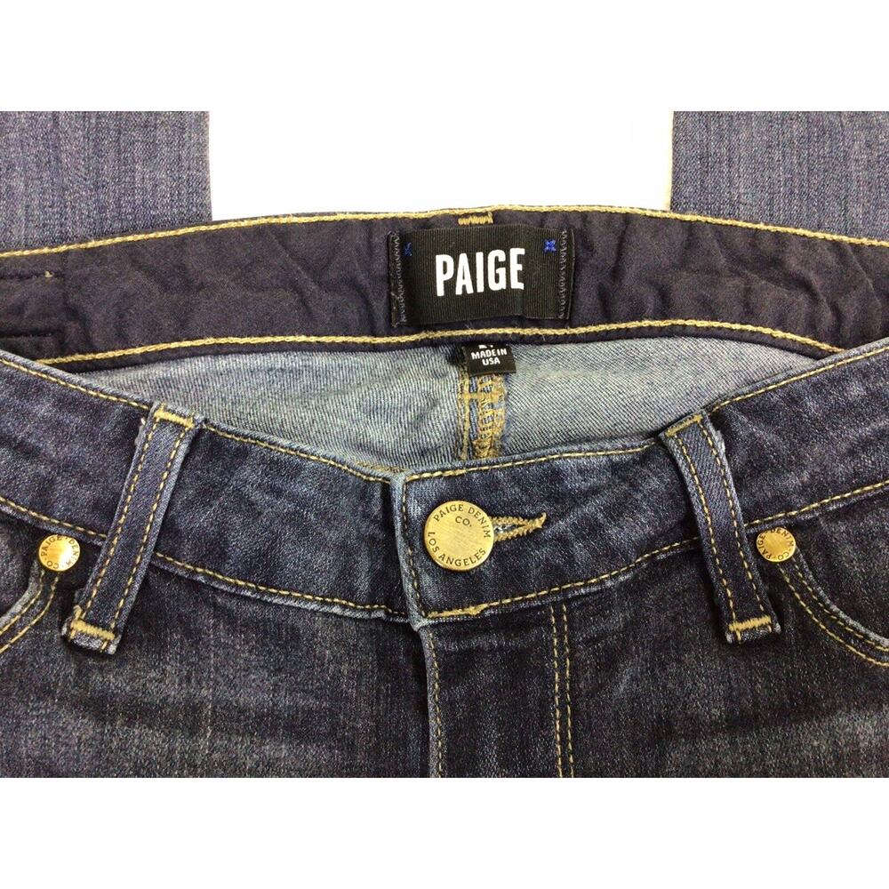 Paige Skyline Crop Jeans Sz 27 Dark Blue Wash Cuffed Skinny Mid Rise Stretch - Picture 5 of 11